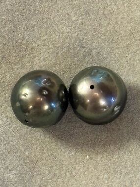 Black Peacock Pearl Pair Loose Cultured Pearls Semi Baroque Jewelry Supply Gems